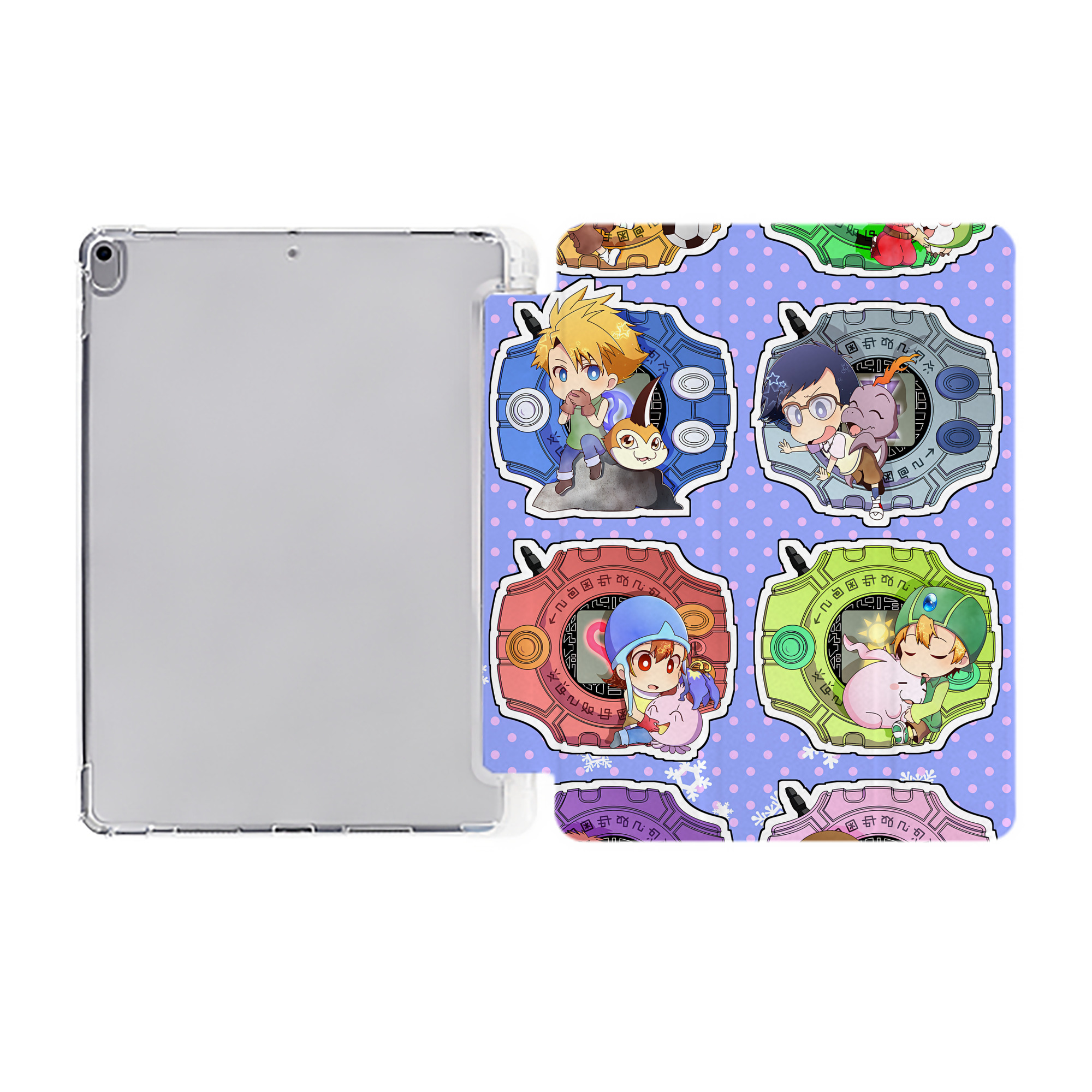 （画像用） Digimon デジタルモンスター/デジモン IPad ケース ペン収納付き 三つ折りスタンド PUレザー×シリコン 対応機種9.5/10.5/10.9インチ